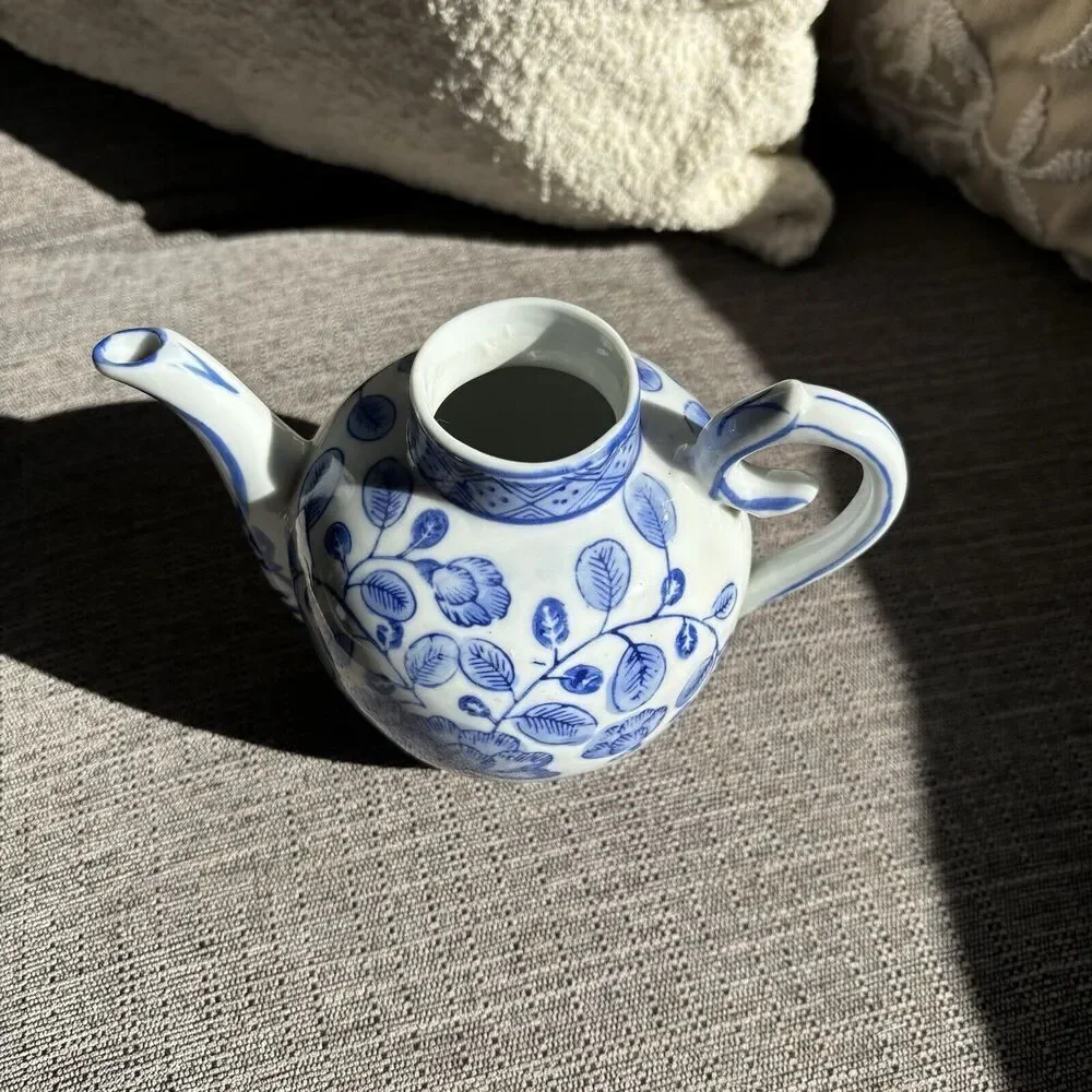 Vintage Blue and White Porcelain Teapot